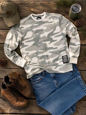 Ecko Unltd Camo Thermal Long Sleeve Shirt Mens M NWT Y2K Streetwear